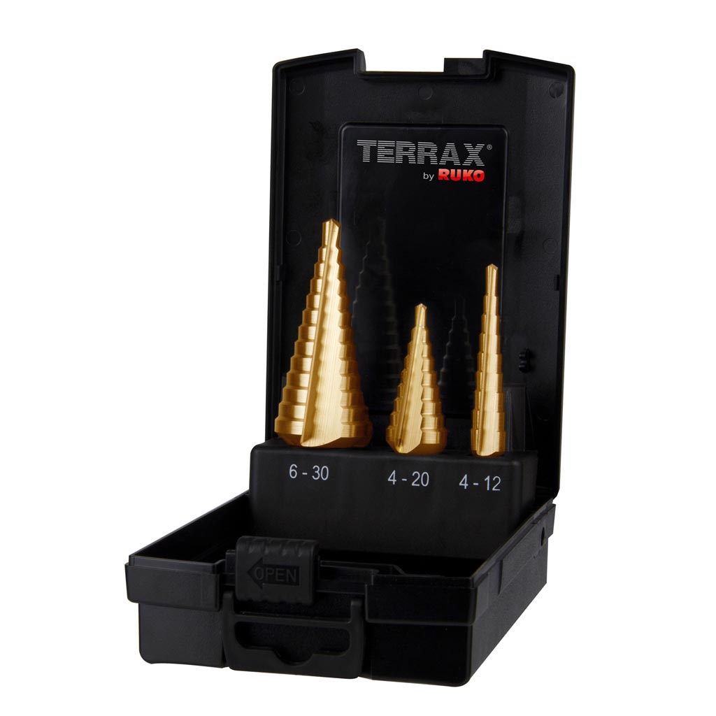 TERRAX porrasporasarja 4-12/4-20/4-30mm HSS-TiN