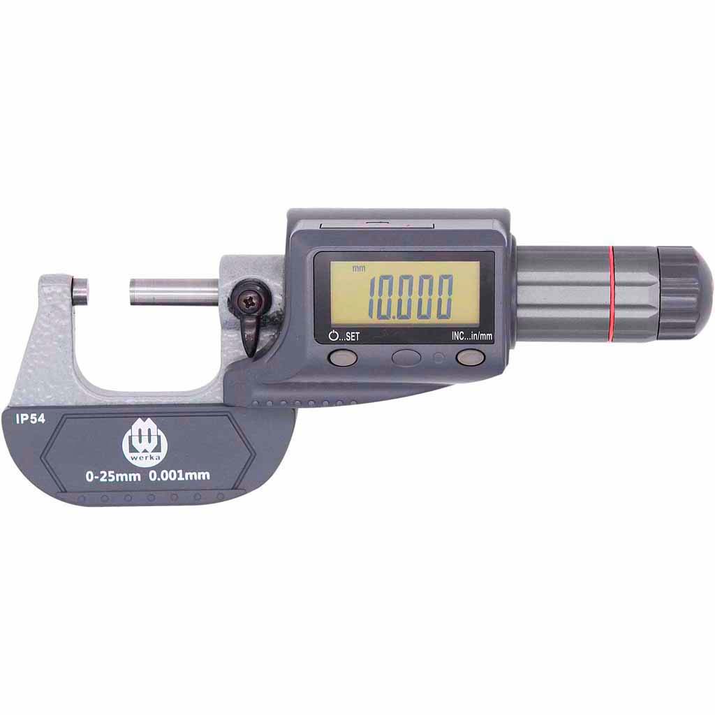 WERKA Ulkomikrometri digit. 0-25x0.01mm IP54