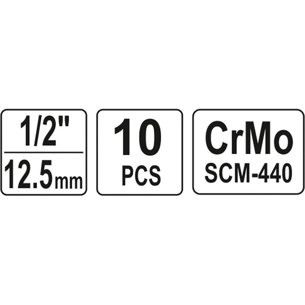 YATO Voimahylsysarja 1/2" 10-22mm, 10-os