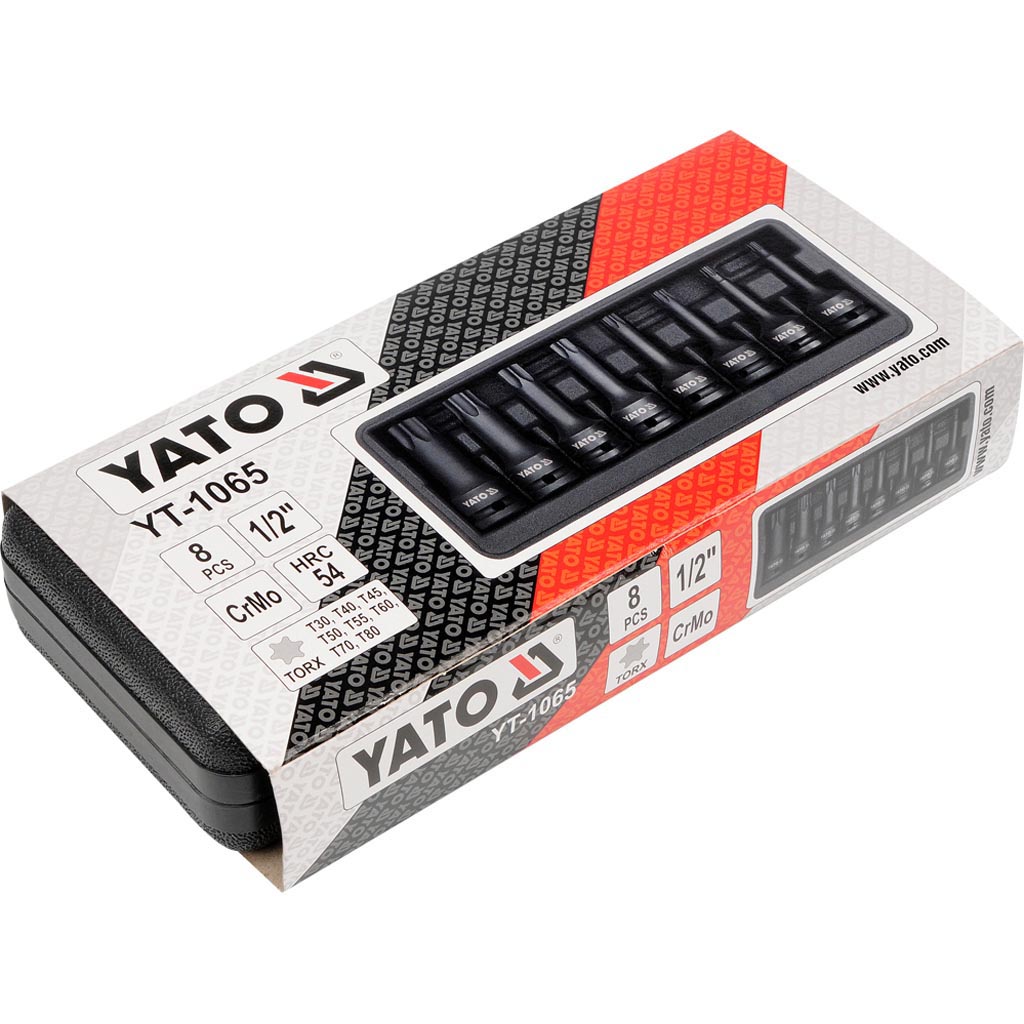 YATO Torx-voimahylsysarja 1/2" TX30-TX80, 8-os