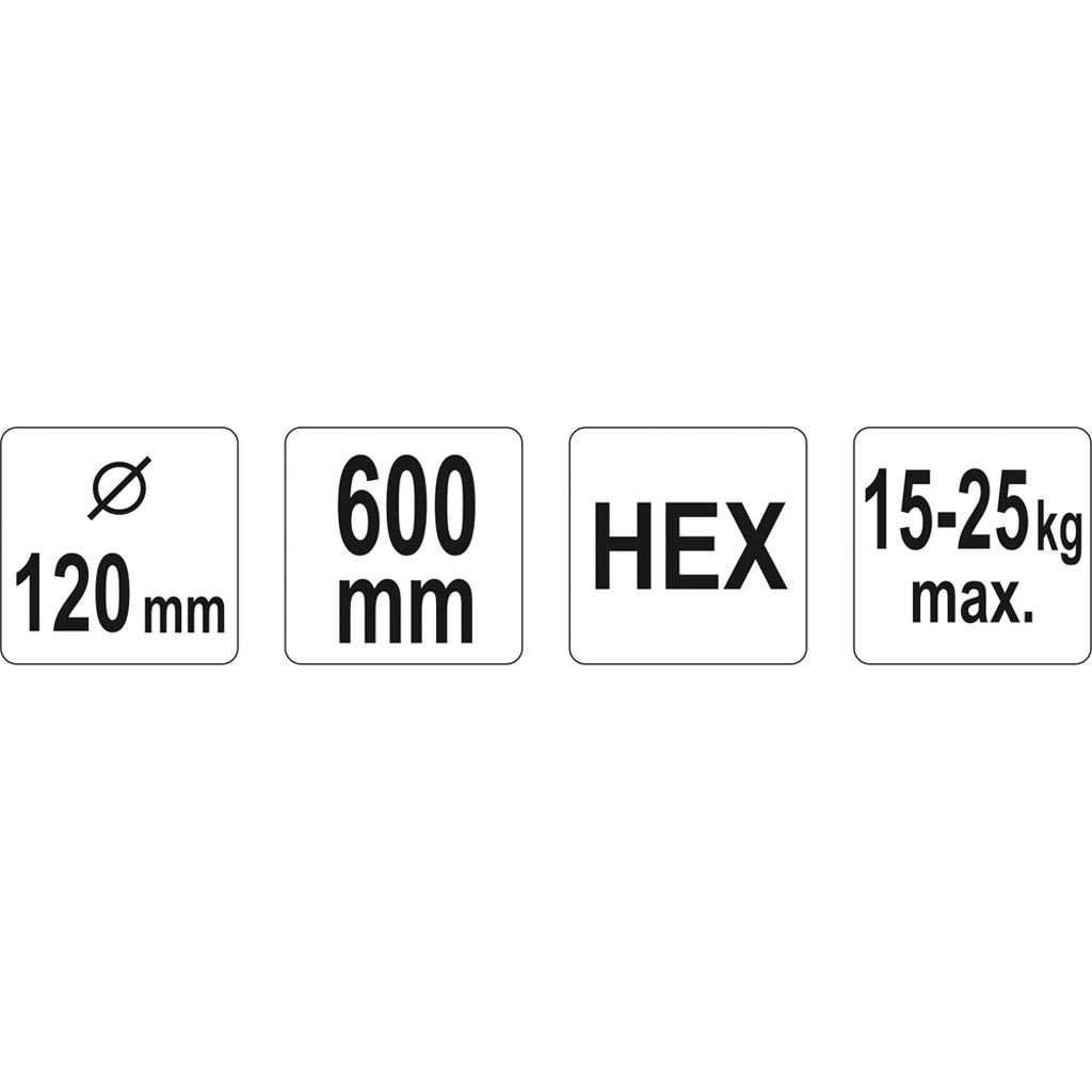 YATO Tasoitevispilä 120x600mm HEX, 15-25kg