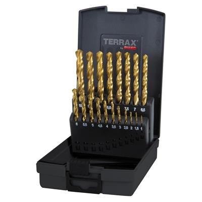 TERRAX Porasarja 1-10mm 19-os. HSS-TiN DIN338