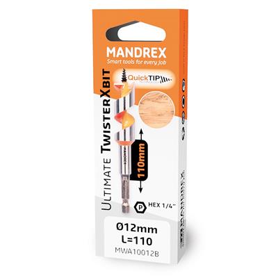 MANDREX Konepuupora L=110mm TwisterXbit 1/4"