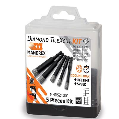 MANDREX TileXcut sarja 5-12mm/4-os 1/4"kiinnitys